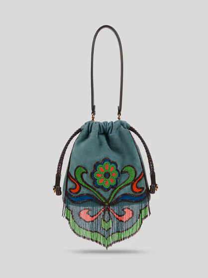 SMALL SUEDE KALISPERA BAG WITH BEADS AND FRINGES | ETRO