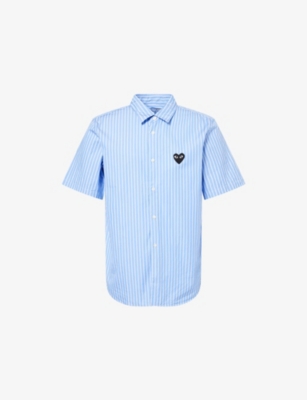 COMME DES GARCONS PLAY - Striped Embroidered-Logo Cotton Shirt | Selfridges.com