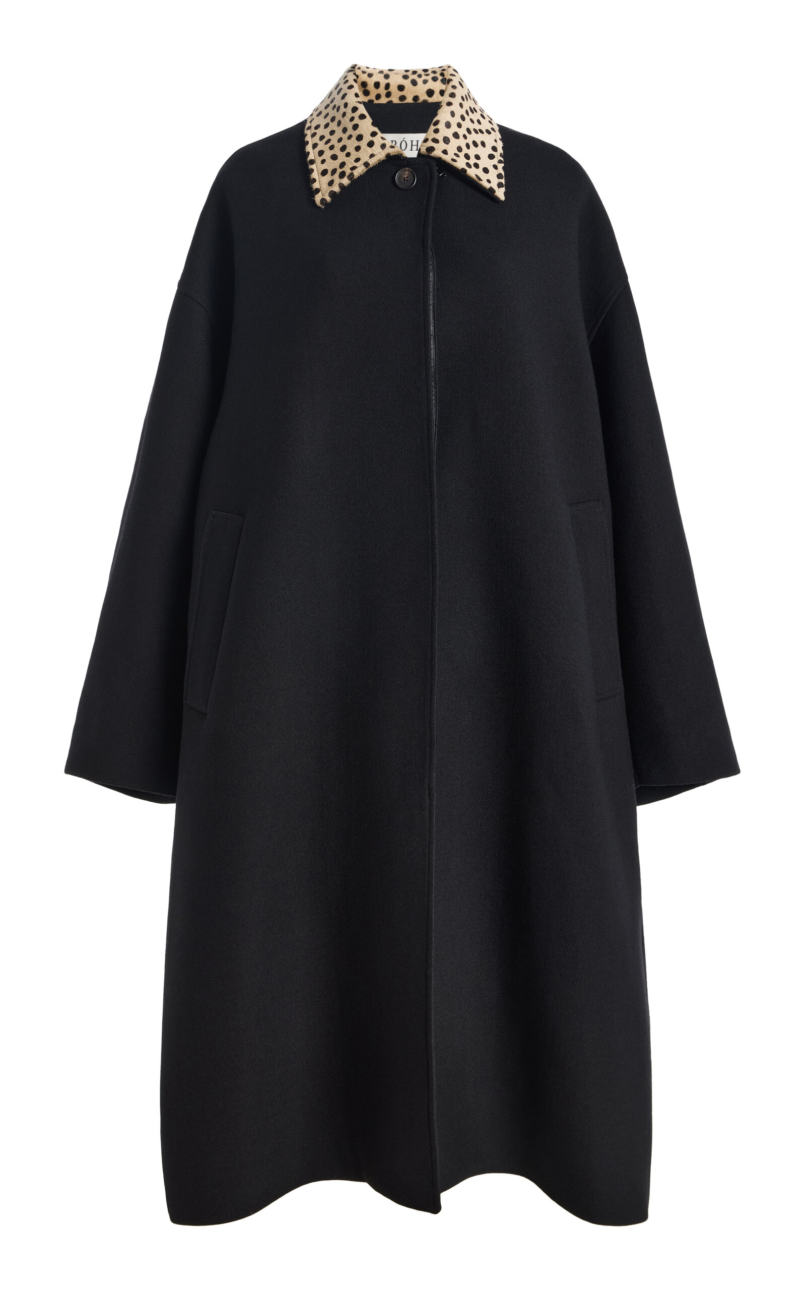 Cheetah Collar Wool Coat