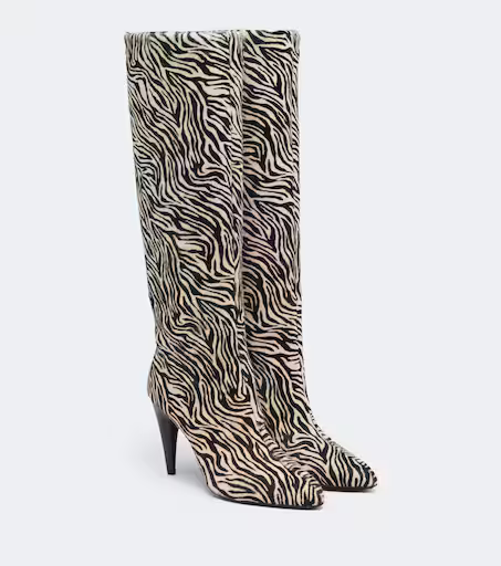 Jany zebra-print calf hair knee-high boots
