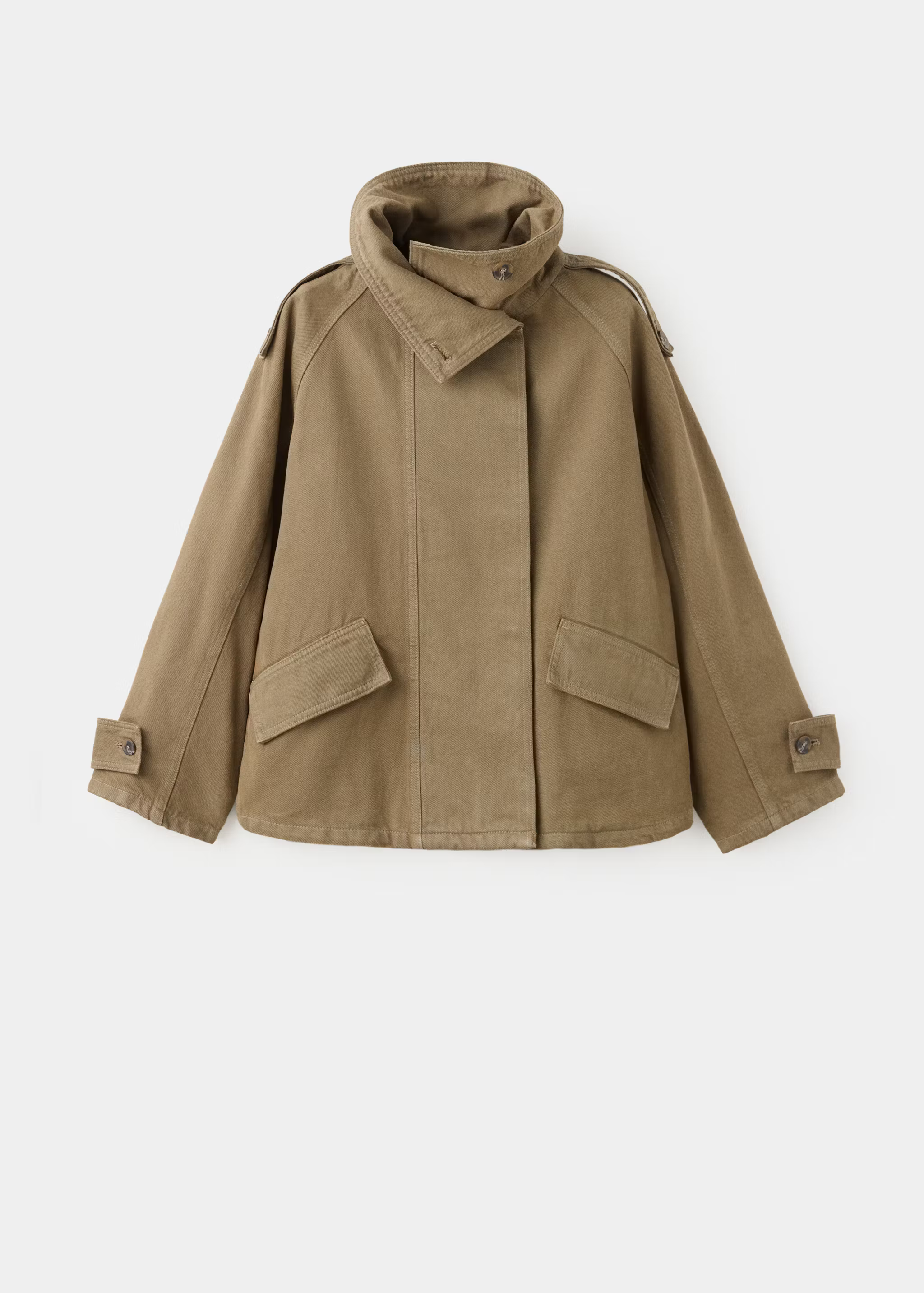 Denim funnel-neck parka