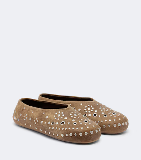 Tierra studded suede slip-on shoes