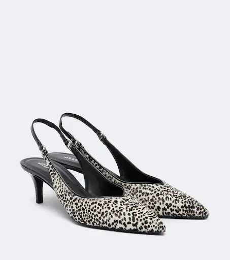 Polyn calf hair slingback pumps
