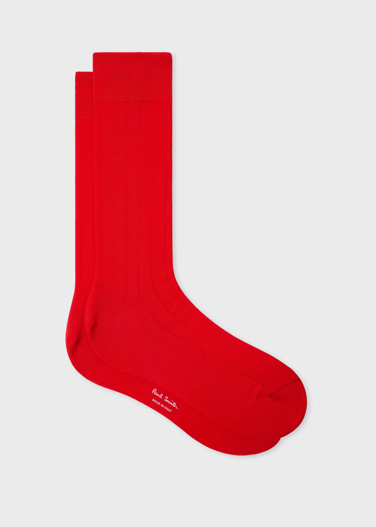 Red Ribbed Cotton-Blend Socks
