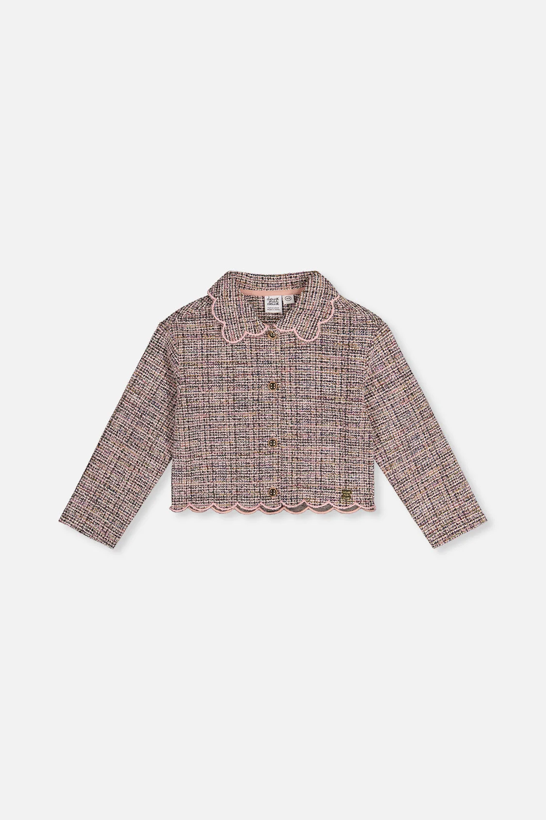 Short Jacket Pink And Black Knit