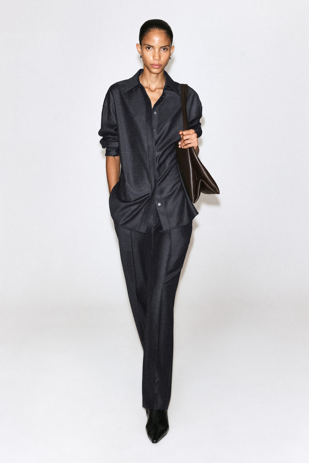WOOL-FLANNEL STRAIGHT-LEG TROUSERS