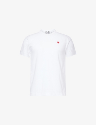 COMME DES GARCONS PLAY - Small Embroidered Heart Cotton-Jersey T-Shirt | Selfridges.com
