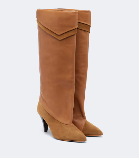 Lezra suede and leather knee-high boots