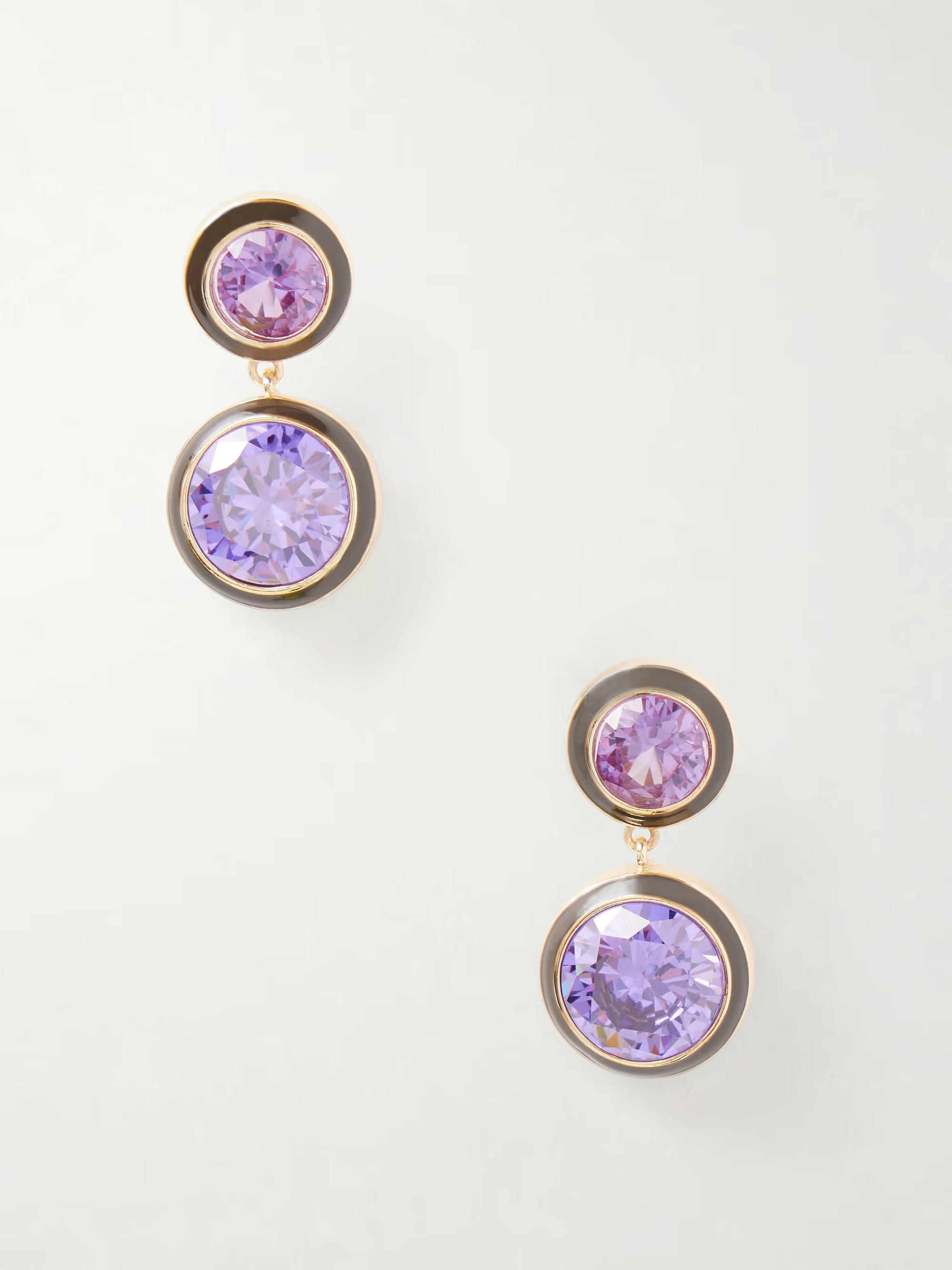 The Cubic Double gold-tone, cubic zirconia and enamel earrings - purple - One Size