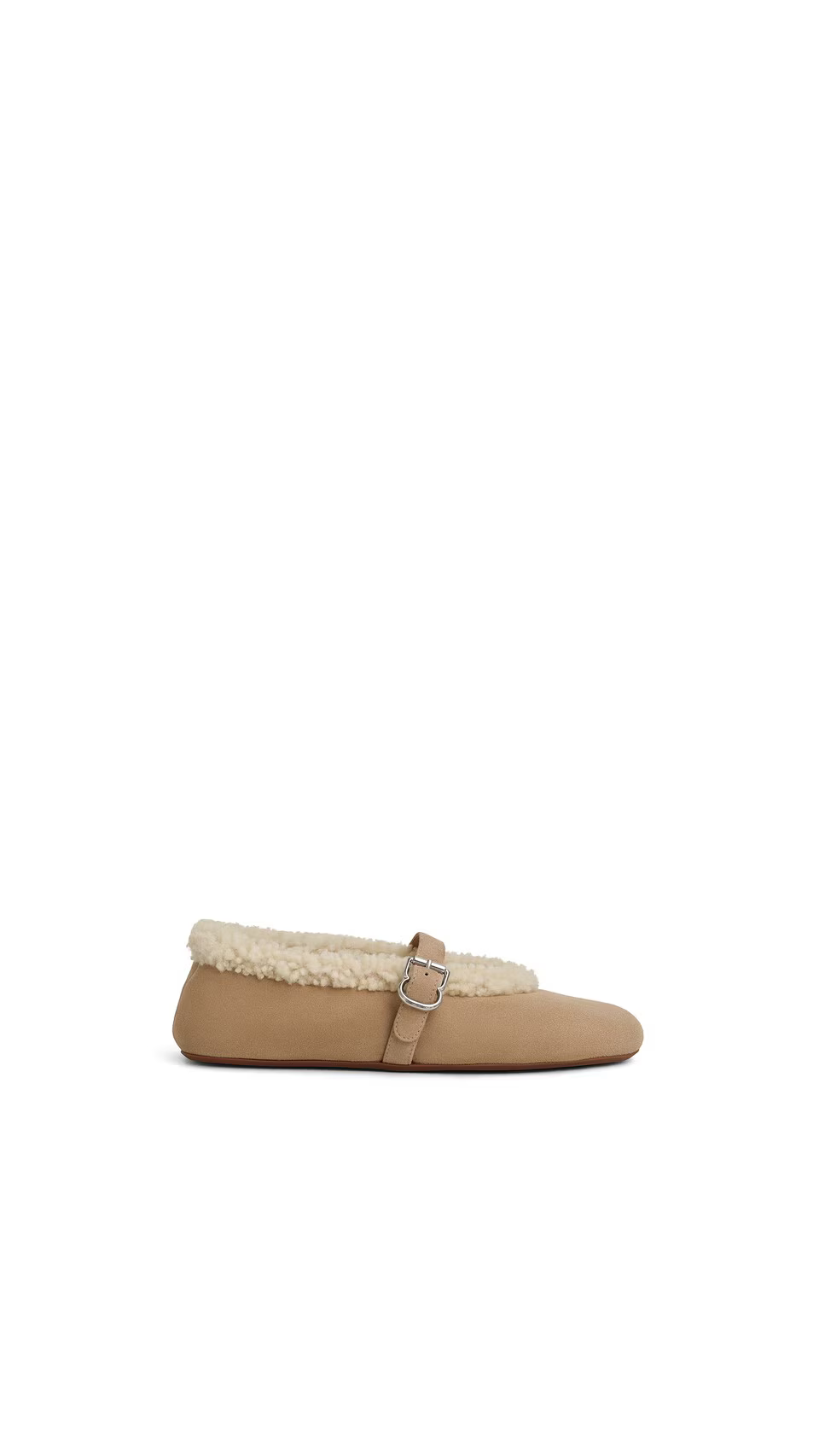 ALAÏA CAMEL BALLET FLATS IN MERINO SHEARLING
