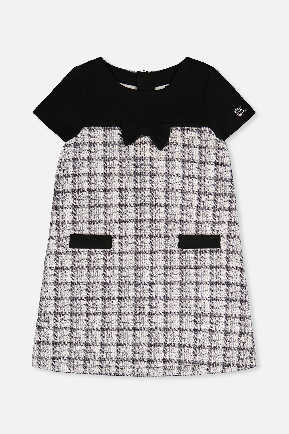 Sleeveless Knitwear A-Line Dress Black And White