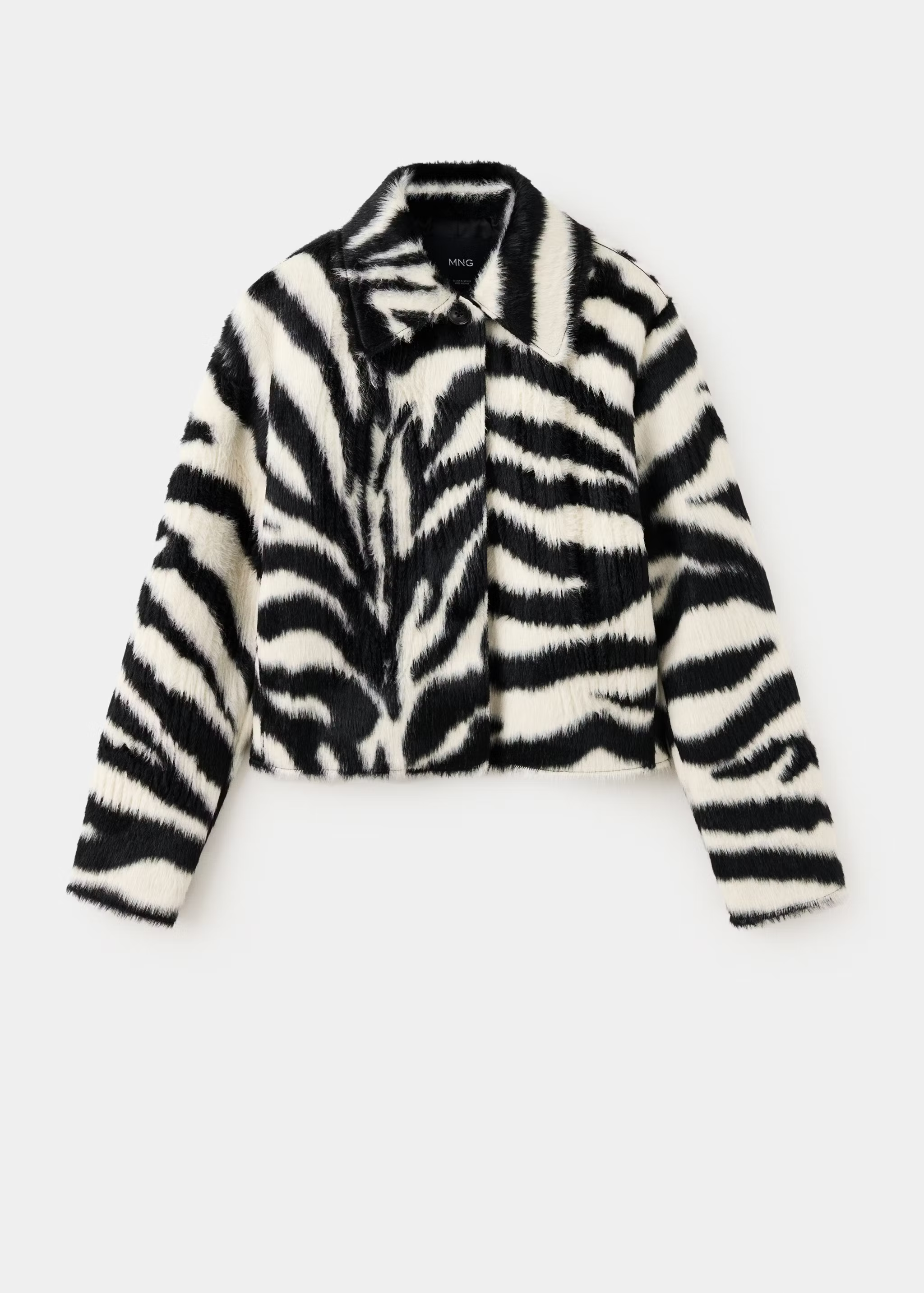 Zebra-effect faux fur jacket