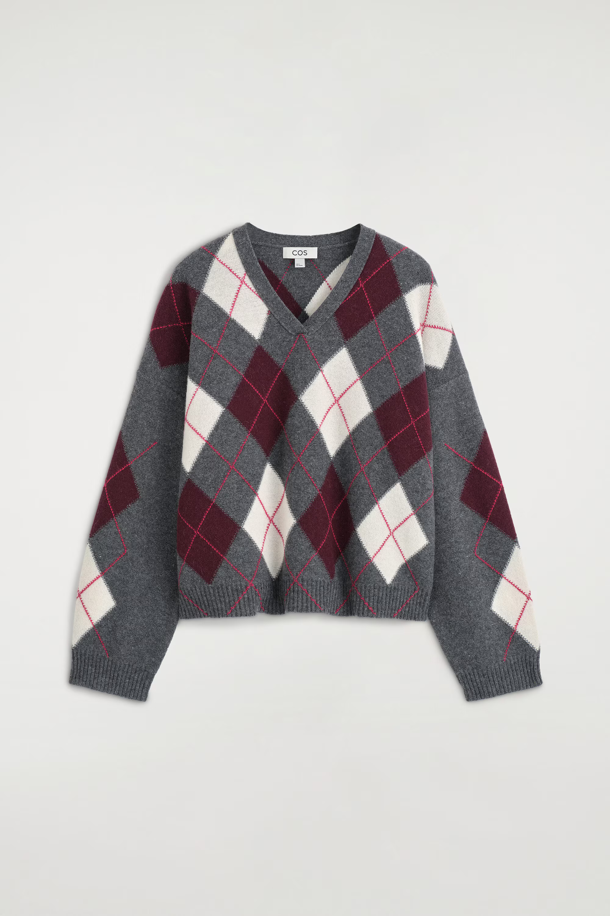 ARGYLE WOOL-ALPACA V-NECK JUMPER