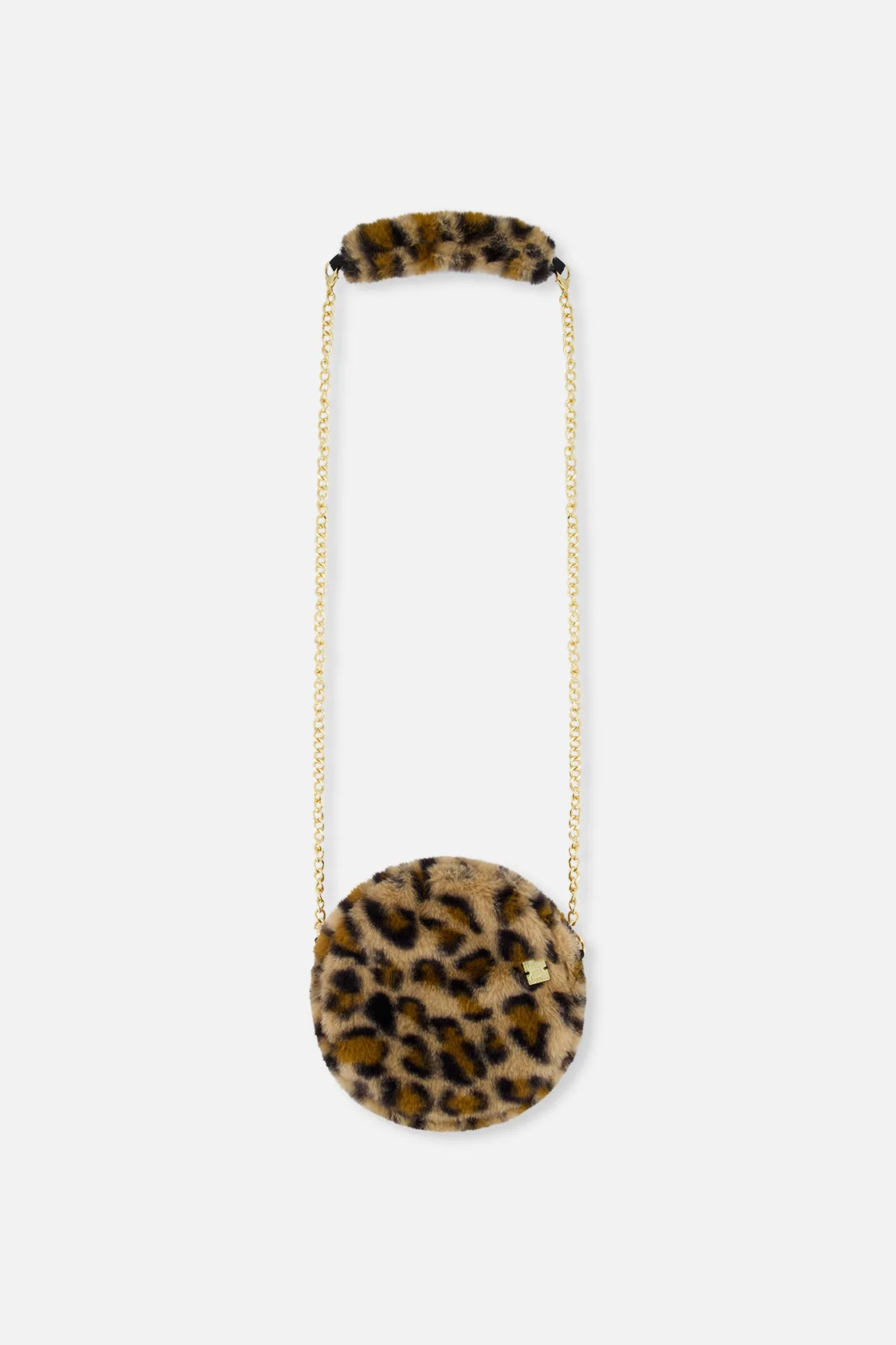 Faux Fur Shoulder Bag Brown Leopard Print