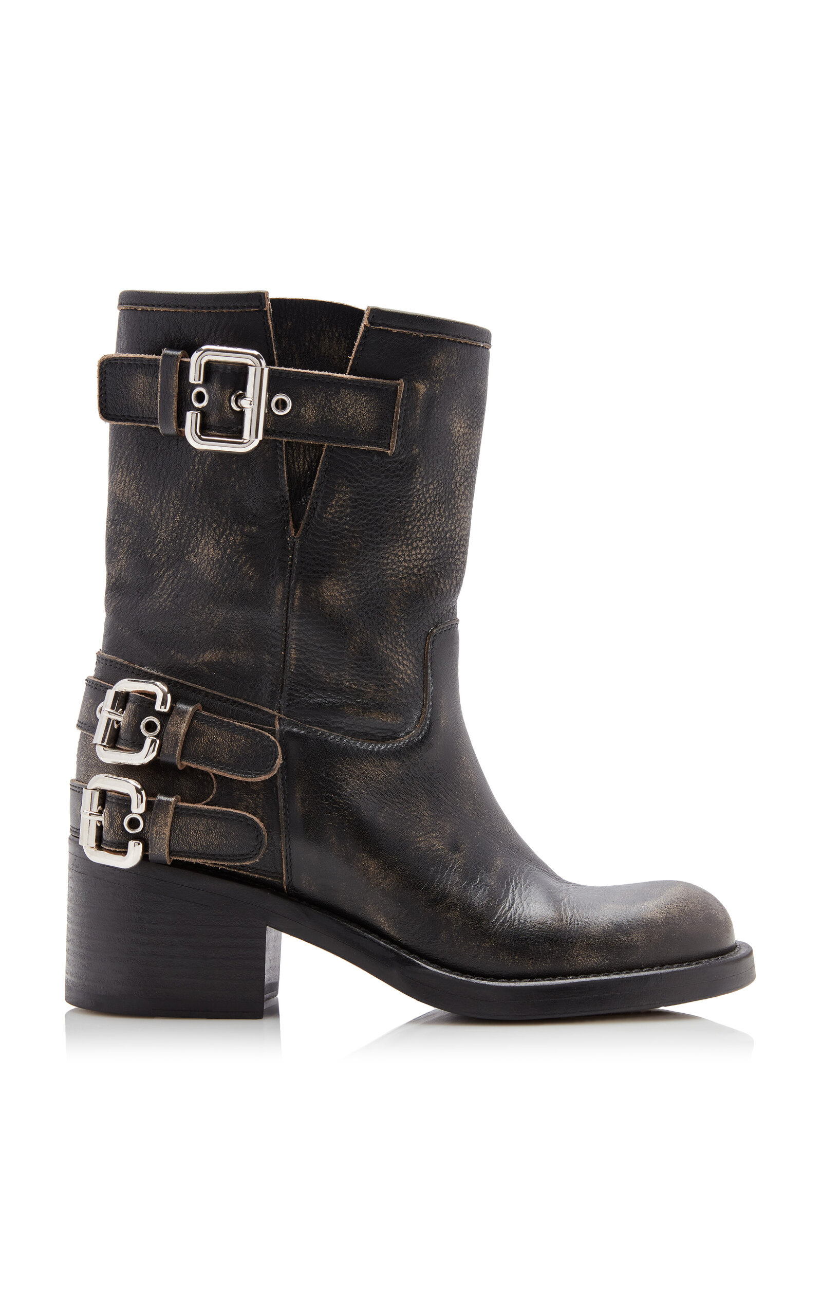 Dakota Buckle-Detailed Leather Boots