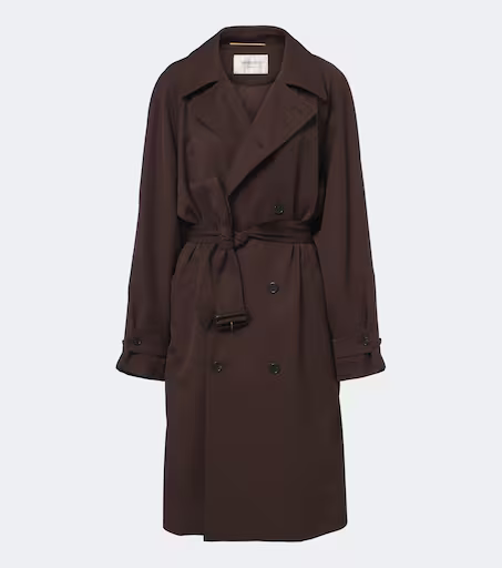 Double-breasted wool trench coat