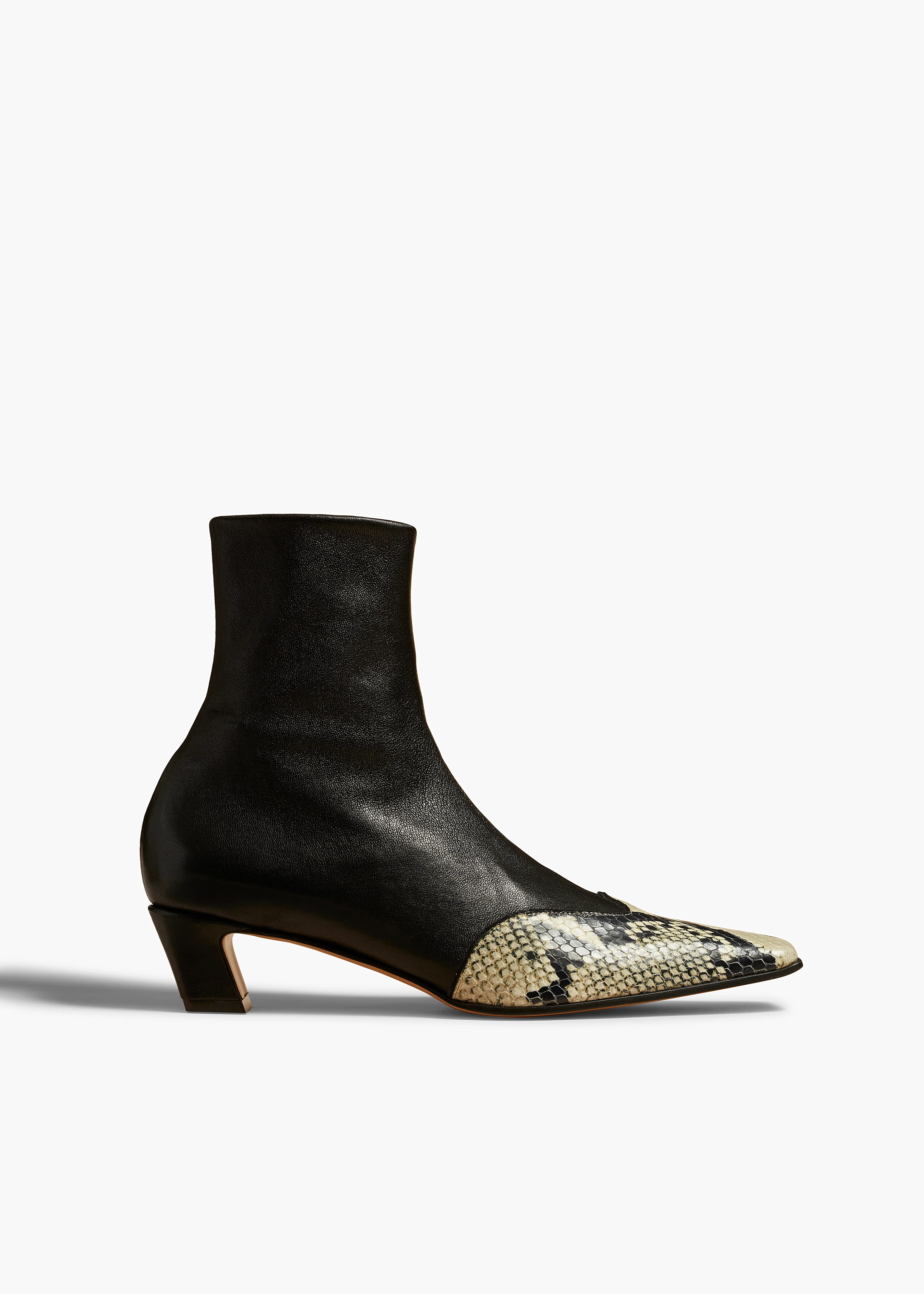 Nevada Stretch Low Boot in Black with Python-Embossed Leather