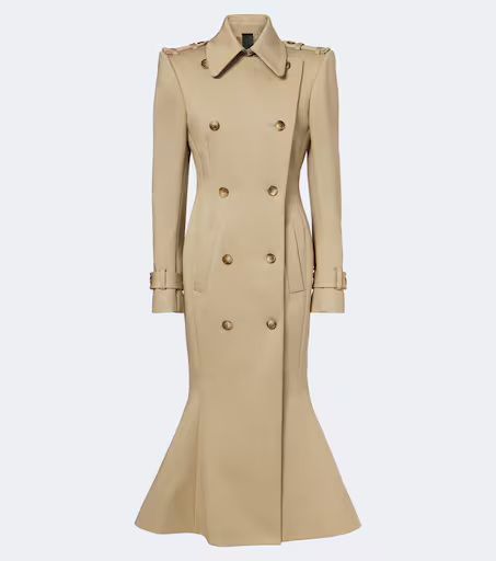 Peplum cotton-blend trench coat