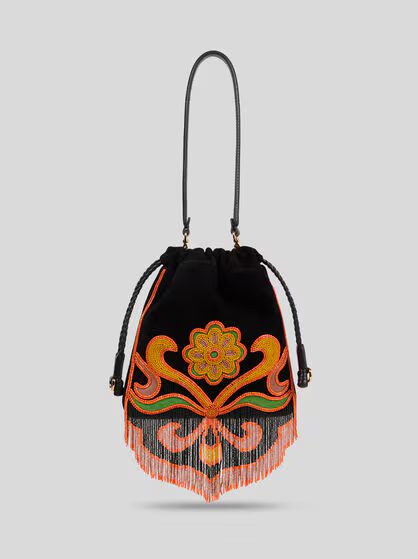 SMALL SUEDE KALISPERA BAG WITH BEADS AND FRINGES | ETRO