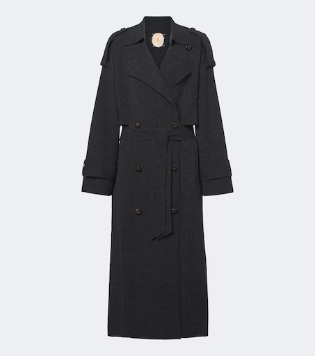 Belted double-breasted wool and cashmere coat