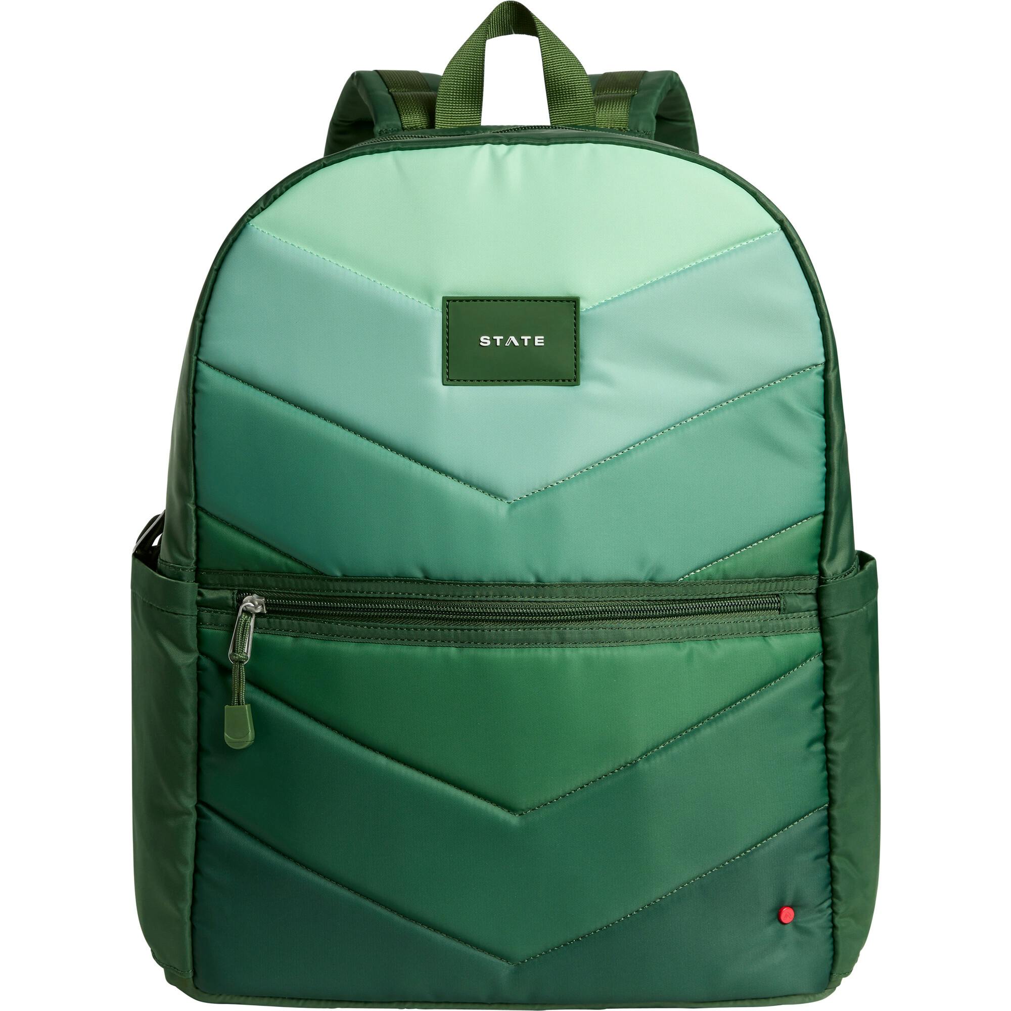 Kane Double Pocket Large Backpack, Green Chevron