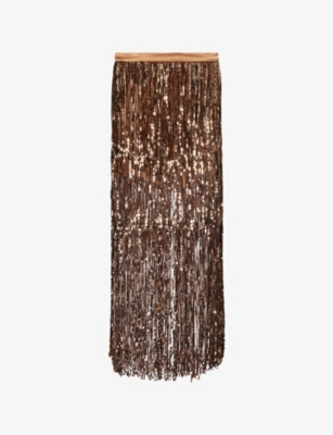 TWP - Laurel Fringed Sequin-Embellished Silk Midi Skirt | Selfridges.com