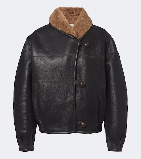 Charina shearling-trimmed leather jacket