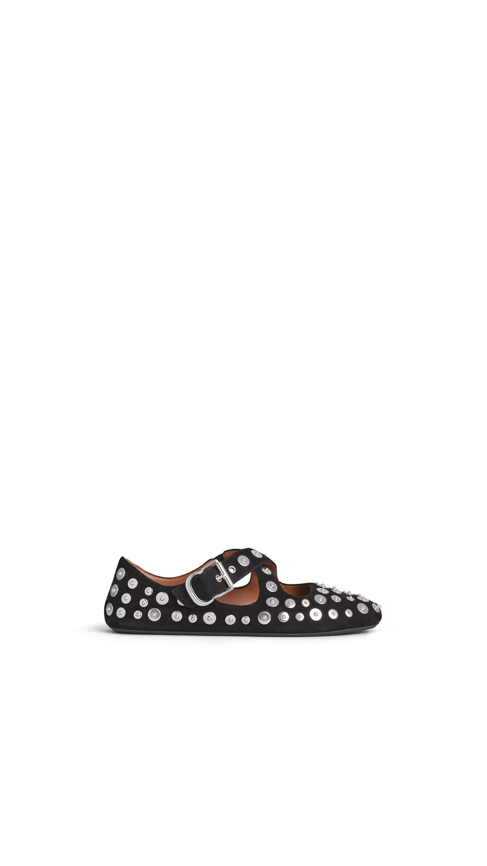 ALAÏA Noir CRISS CROSS BALLET FLATS IN SUEDE AND RIVETS