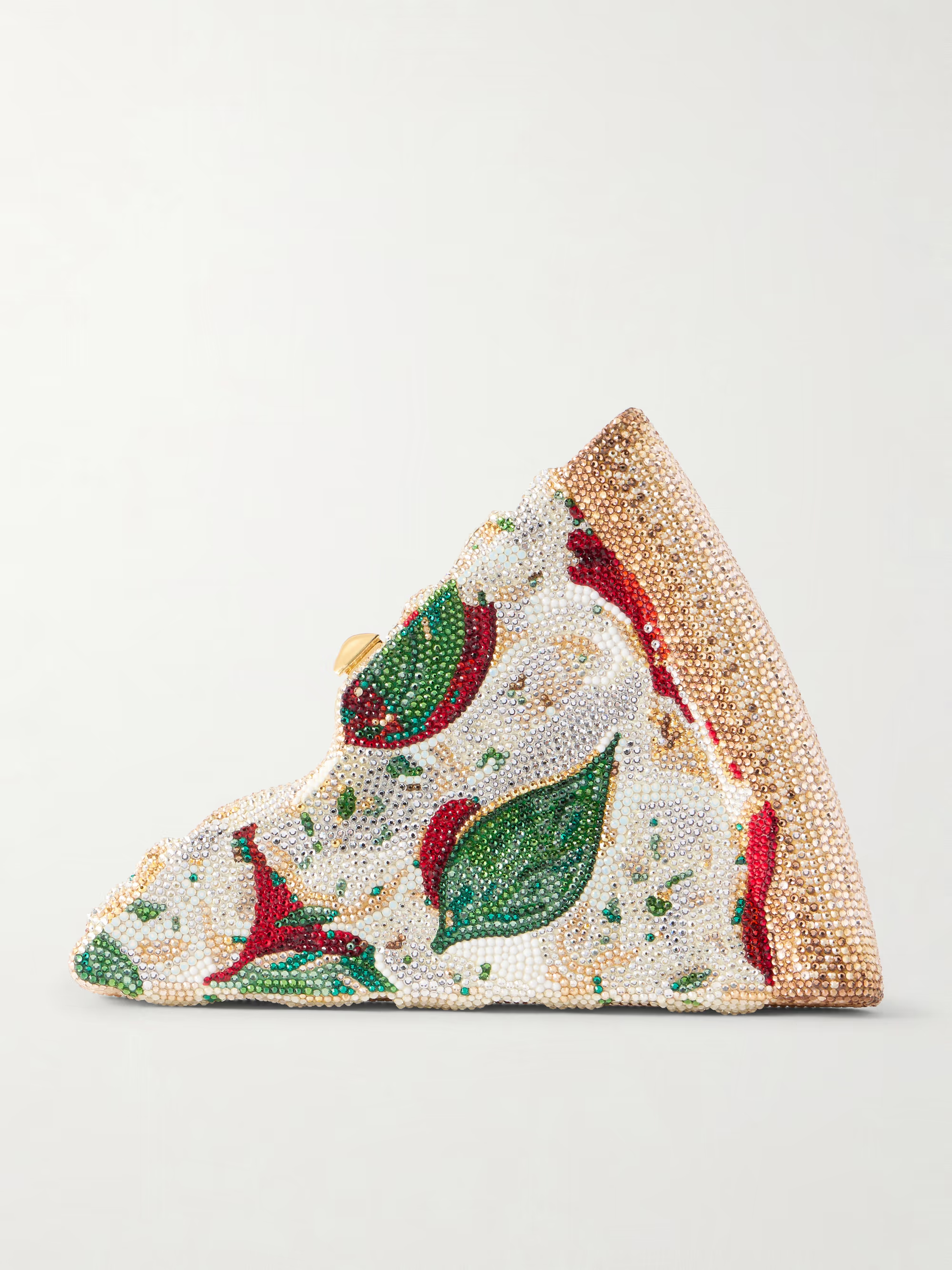 Pizza crystal-embellished gold-tone clutch - multi - One Size