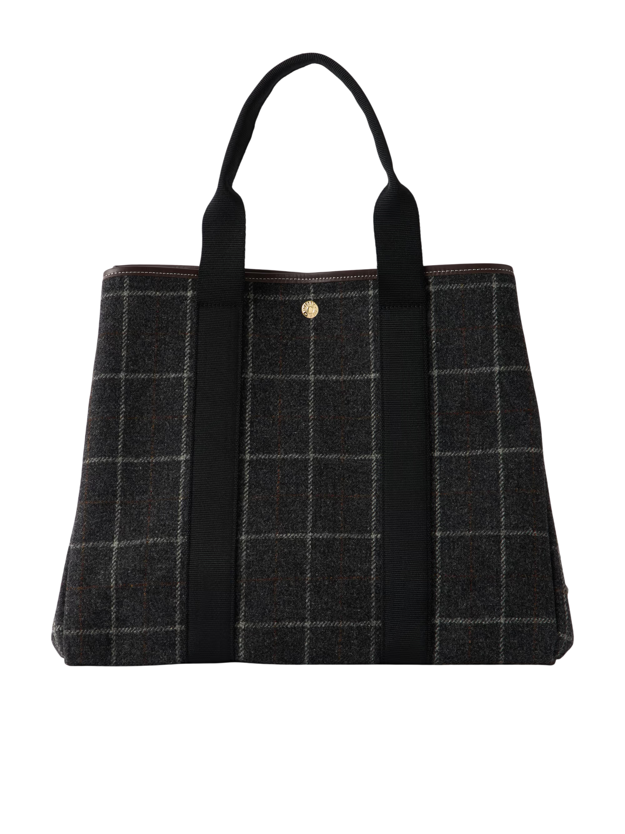 Traversée leather-trimmed checked tweed tote