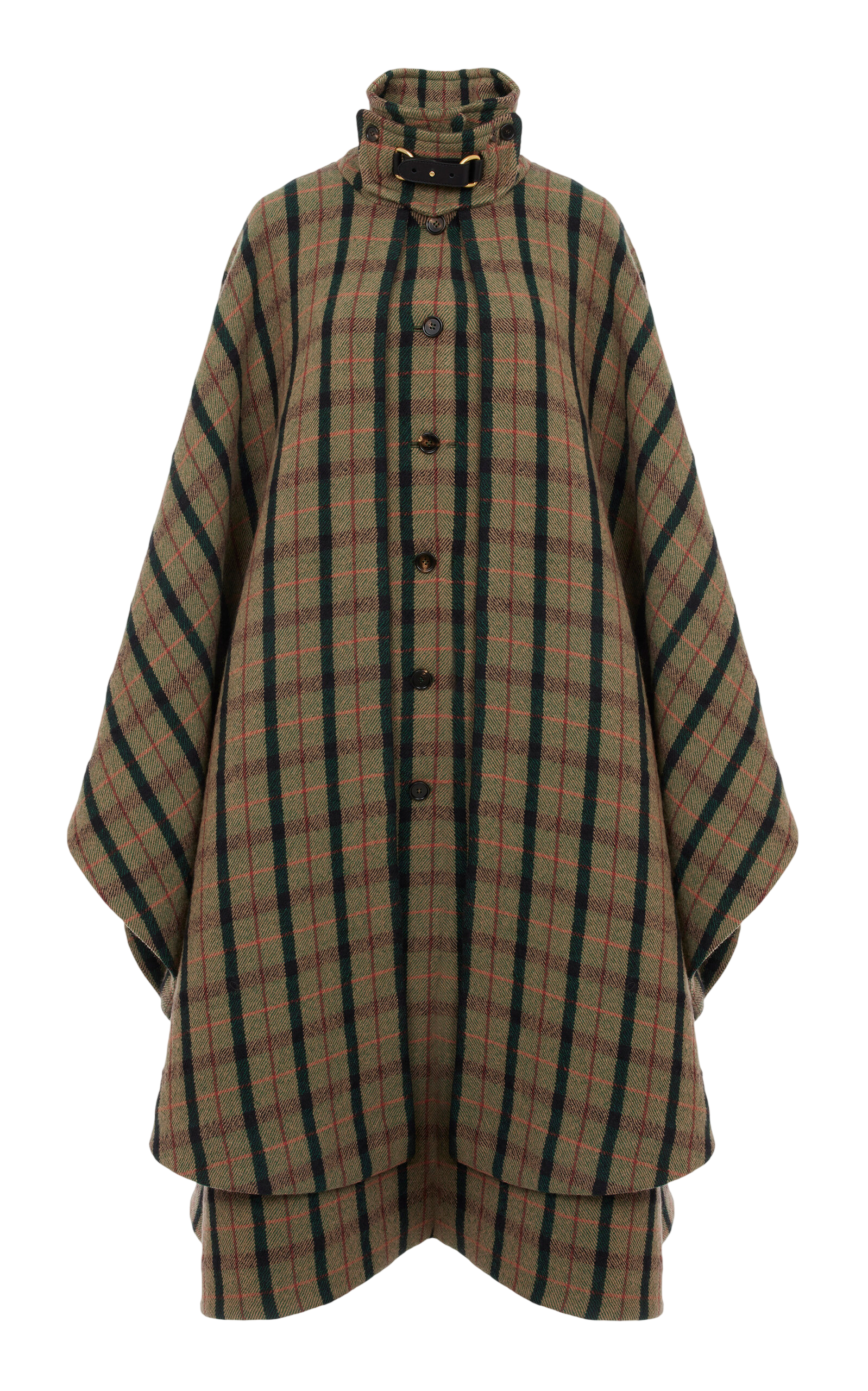 Layered Wool-Blend Long Cape Coat