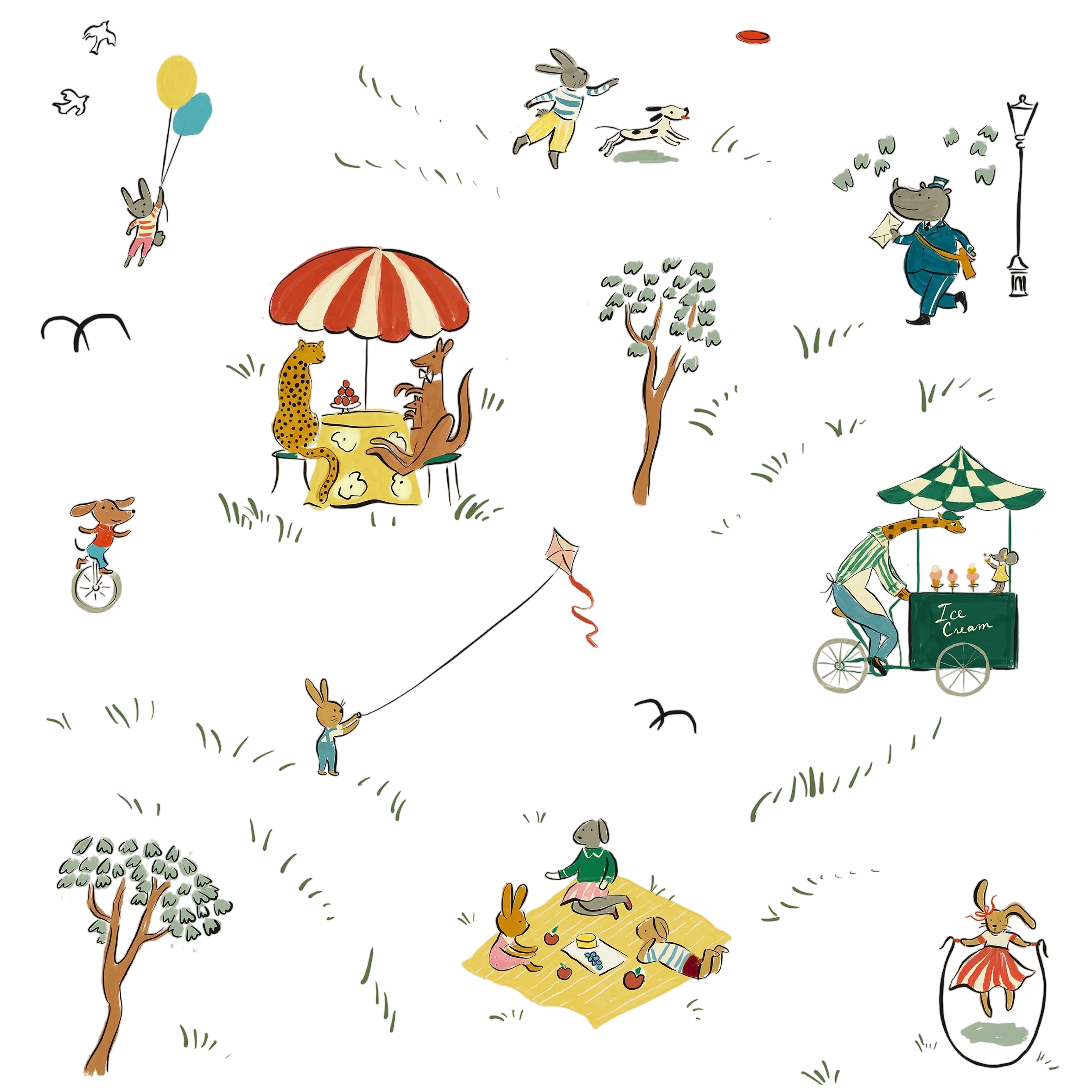 Parks - Cream Wallpaper | Removable Kids Room & Nursery Wallpaper