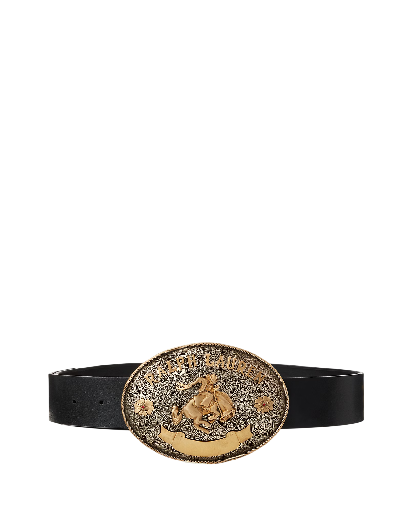 Rodeo-Buckle Vachetta Leather Wide Belt for Women | Ralph Lauren® UK