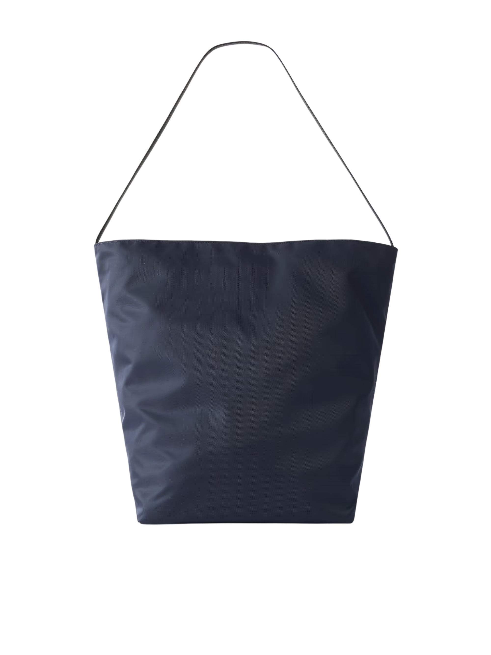 Bucket leather-trimmed satin-shell tote