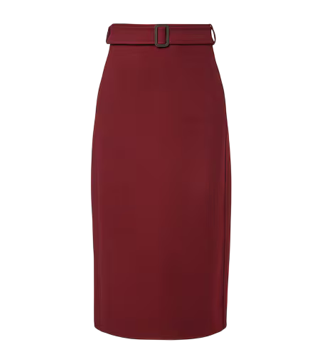Belted virgin wool pencil skirt