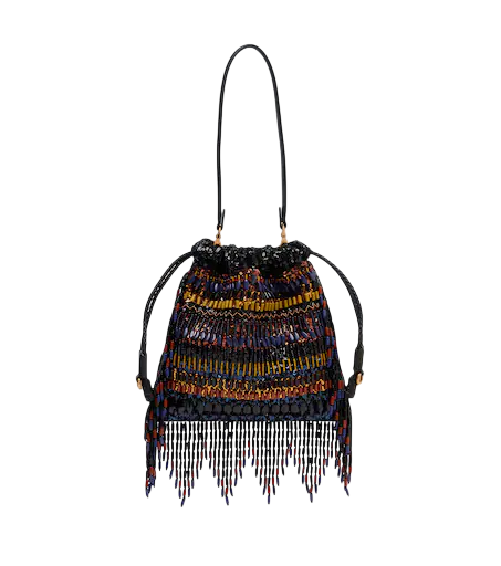 Kalispera Small beaded fringed shoulder bag