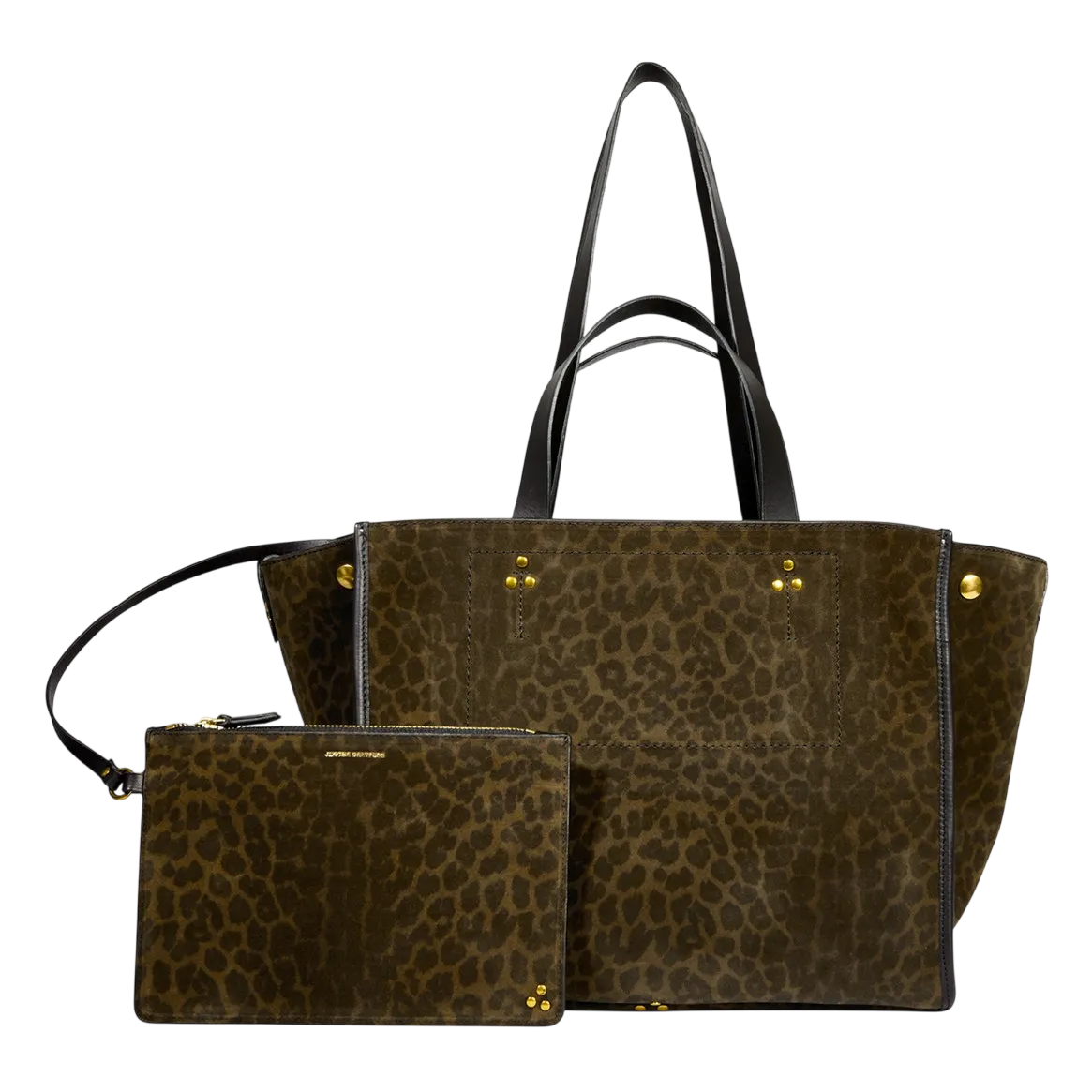 Léon M Croute Velours Léopard bag | Khaki