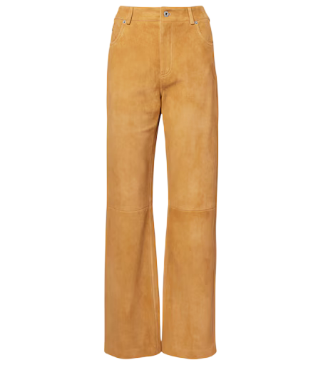 Suede straight pants