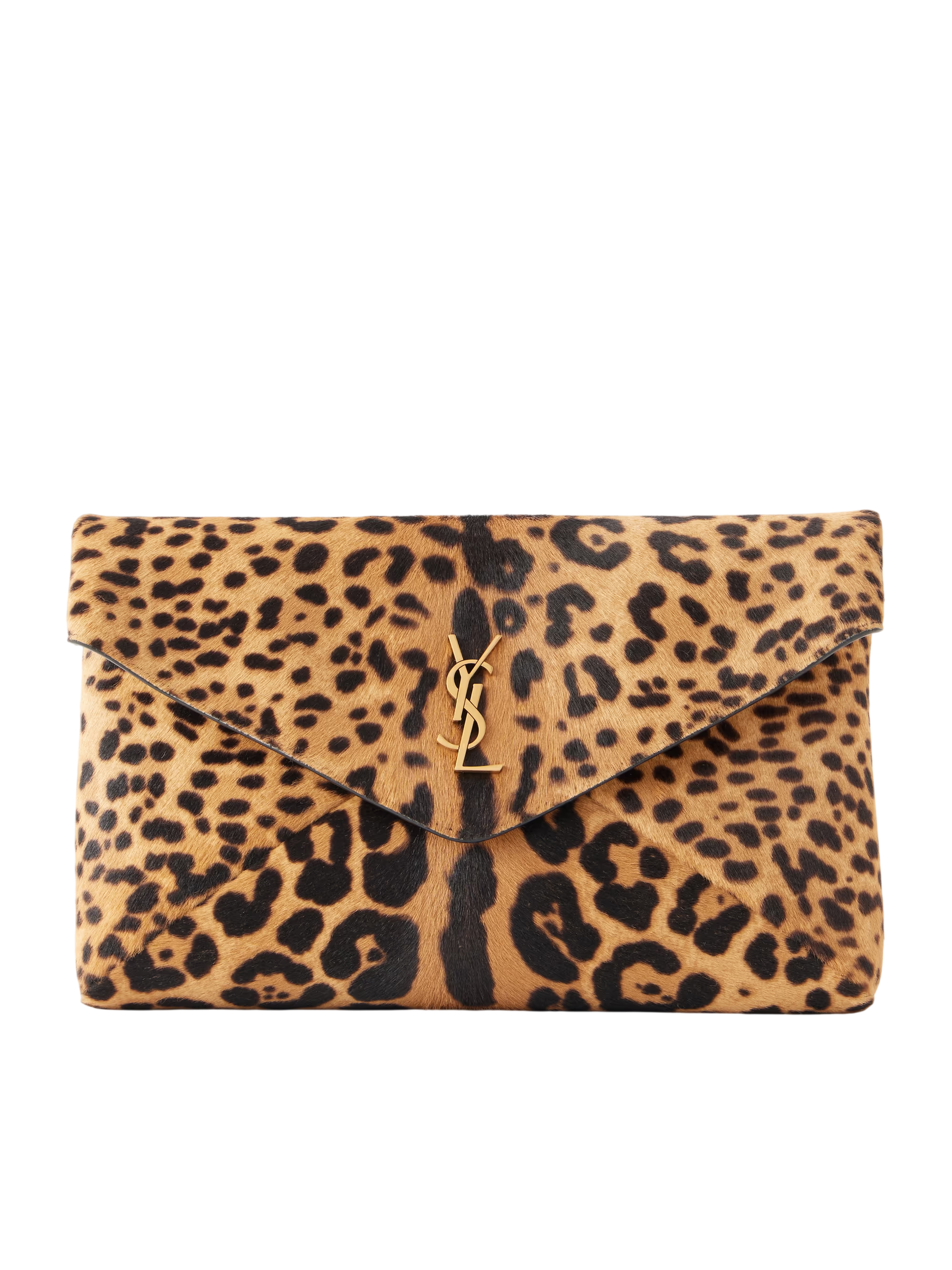 Cassandre leopard-print pony hair clutch