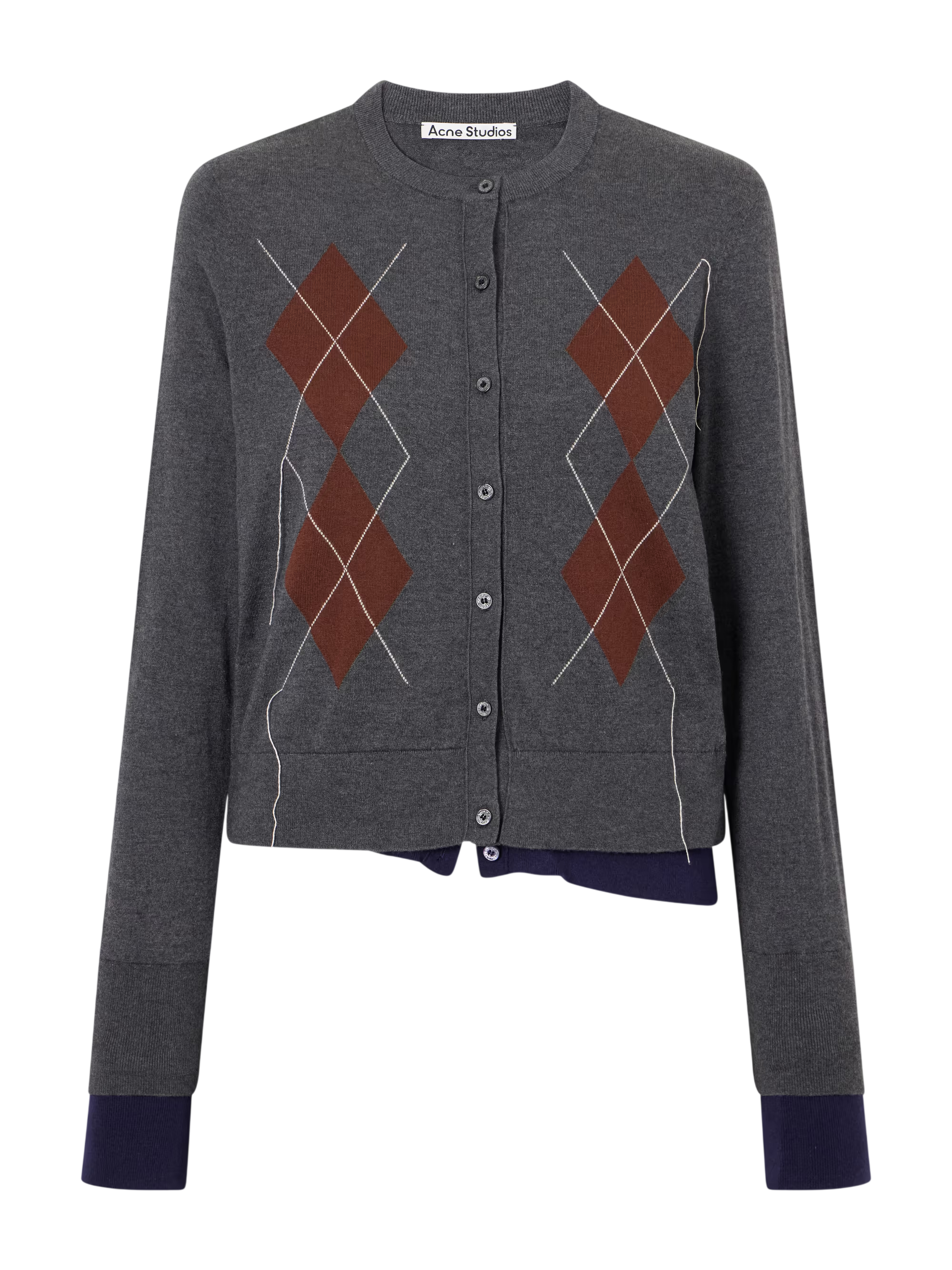 ACNE STUDIOS Argyle silk, wool and cashmere-blend cardigan