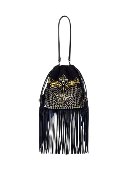 SMALL SUEDE KALISPERA BAG WITH STUDS AND FRINGES | ETRO