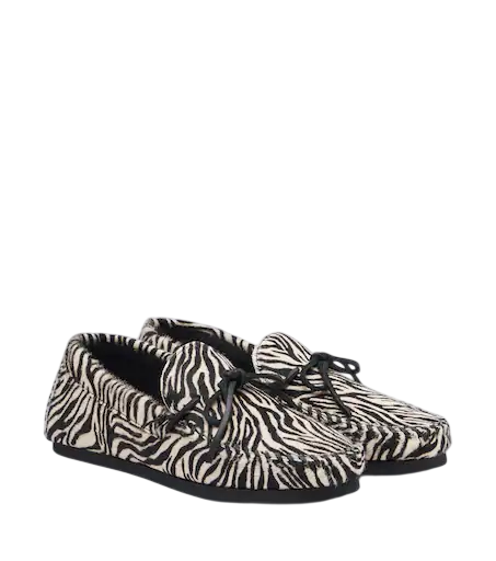 Fitza zebra-print calf hair loafers