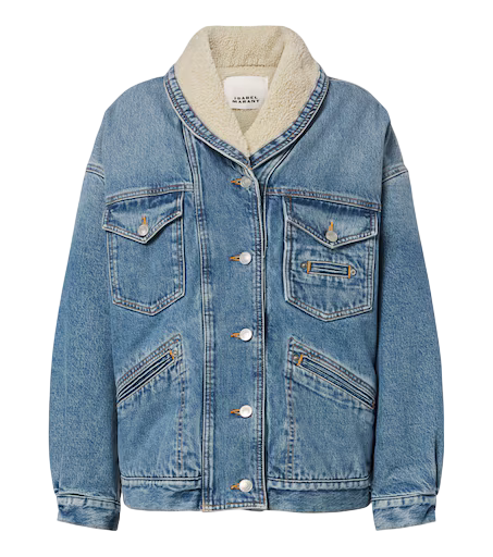 Pimia fleece-trimmed denim jacket