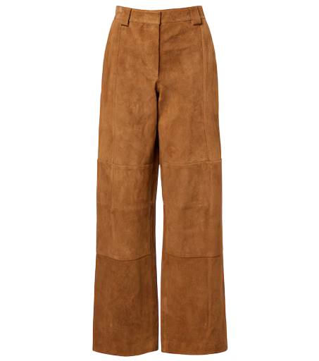 Suede wide-leg pants