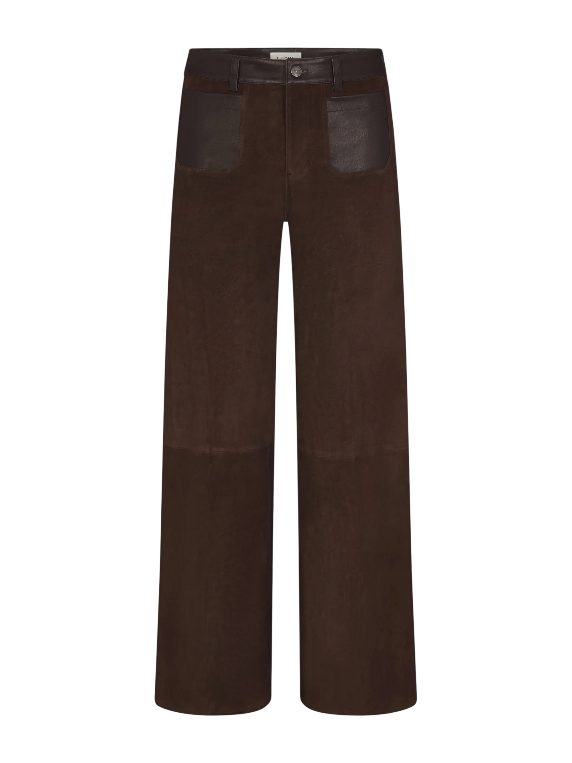 The Suede And Leather Slim Palazzo Modernist Pocket -- Dark Brown