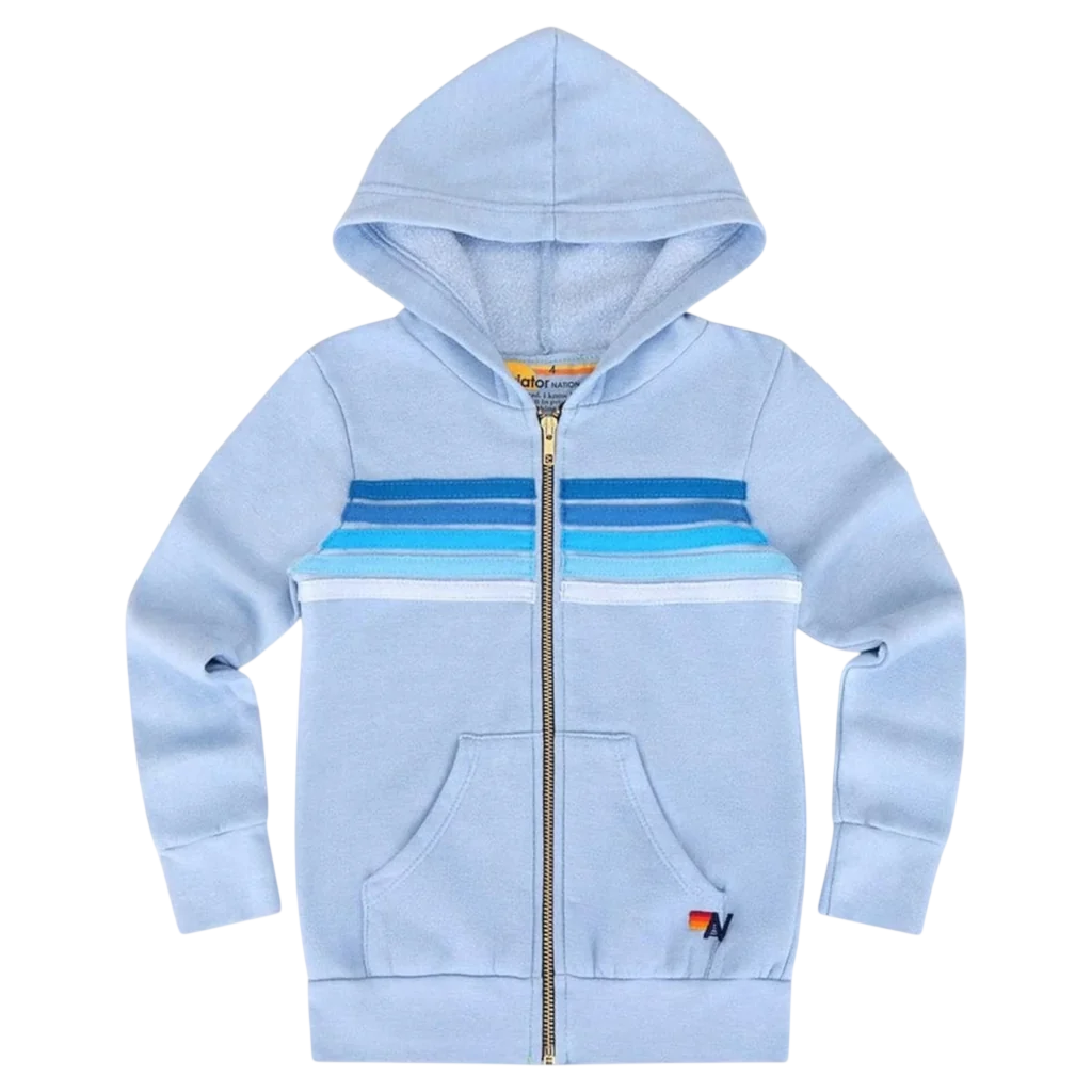 5 STRIPE ICE BLUE ZIP UP HOODIE