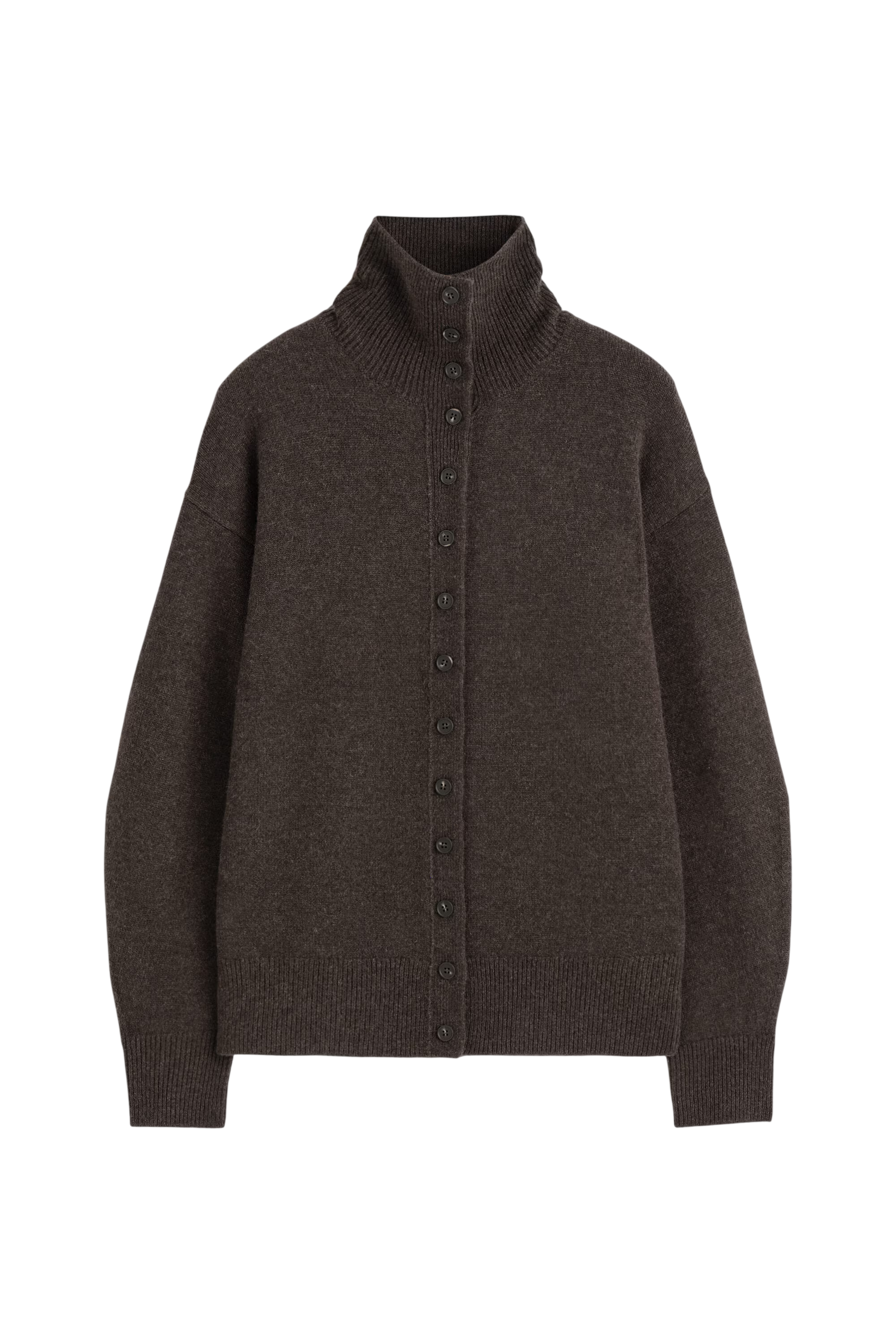 SCULPTED CASHMERE FUNNEL-NECK CARDIGAN