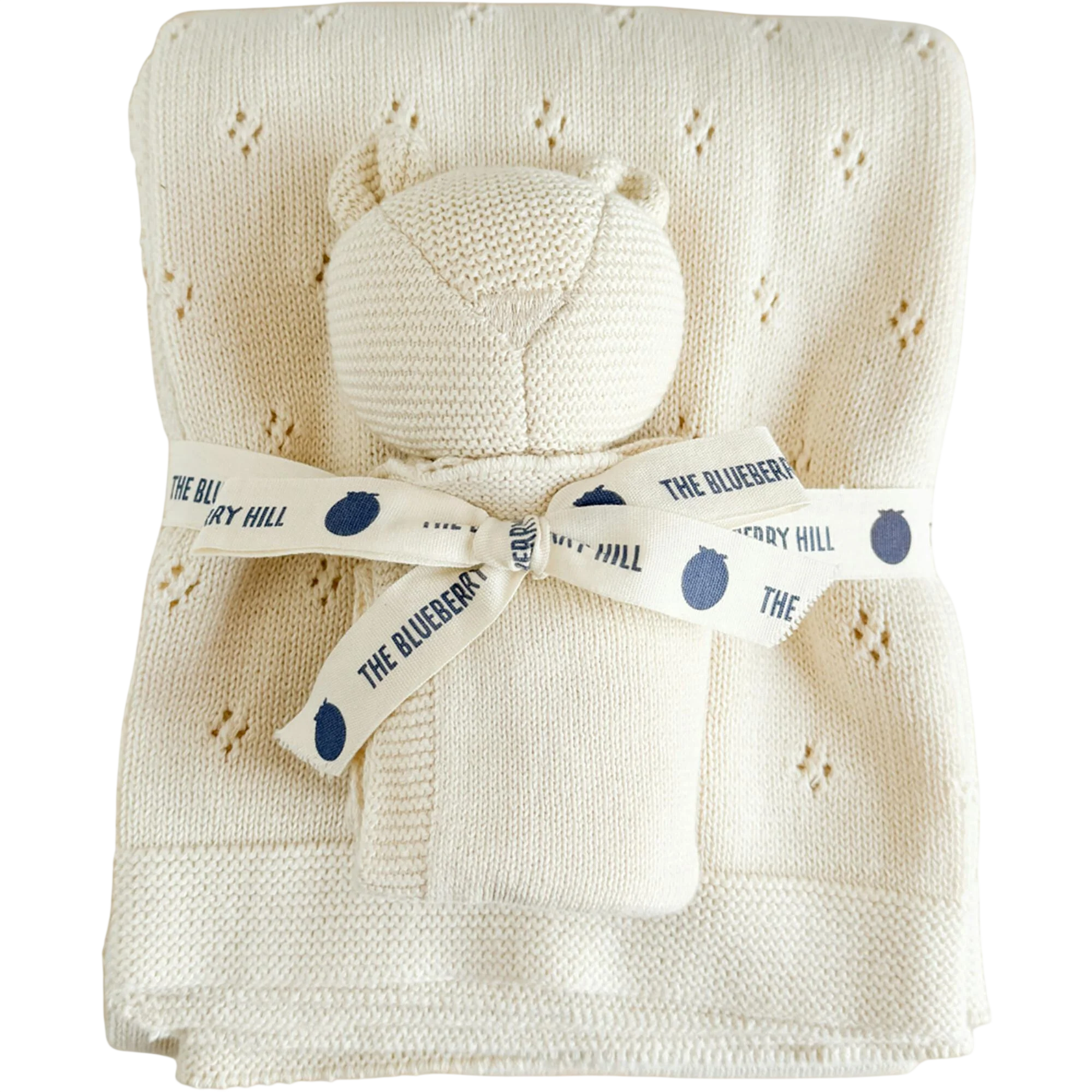 Pique Blanket and Bear Lovey Gift Set - Cream