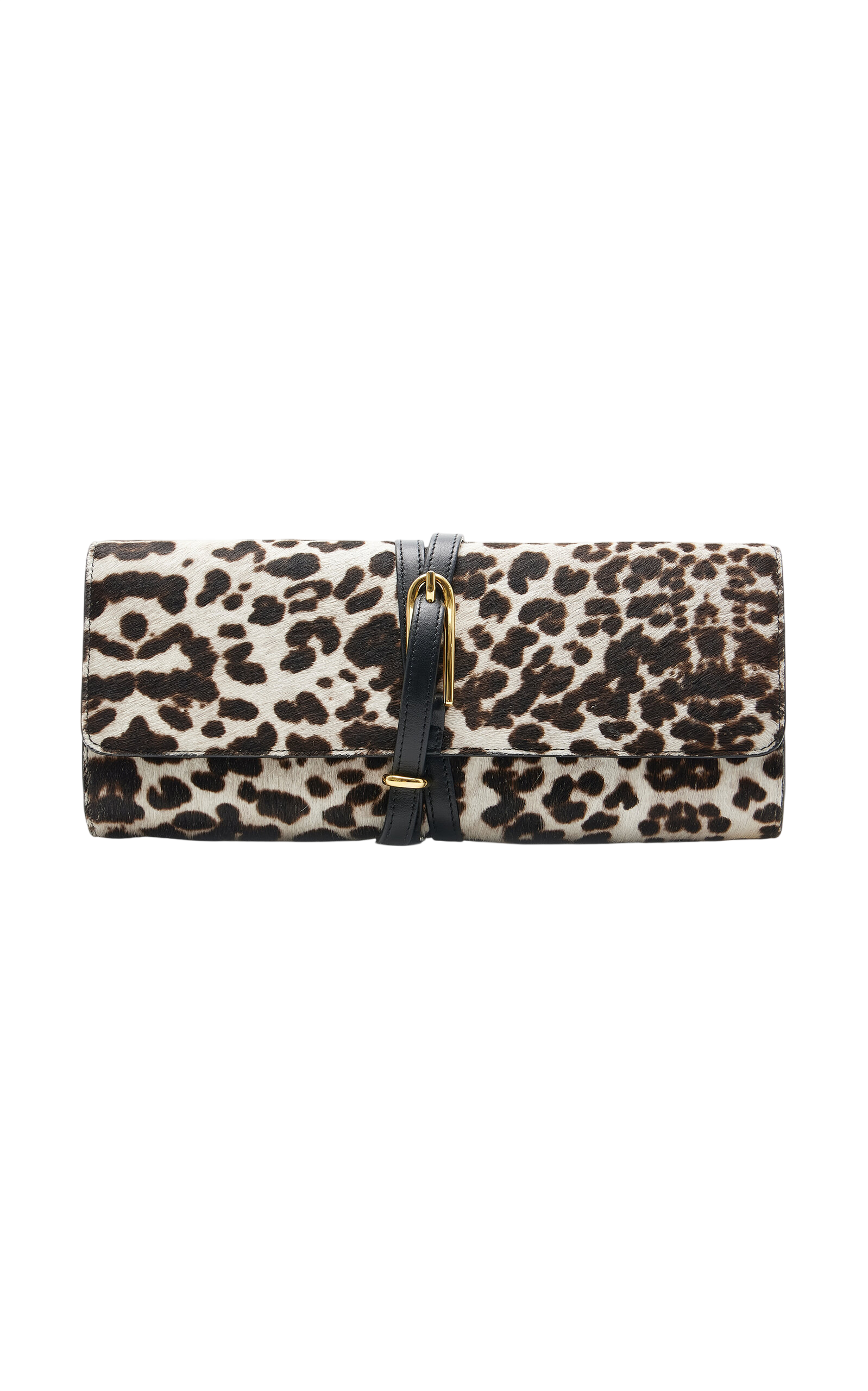 Belted Leopard Calf Hair Clutch