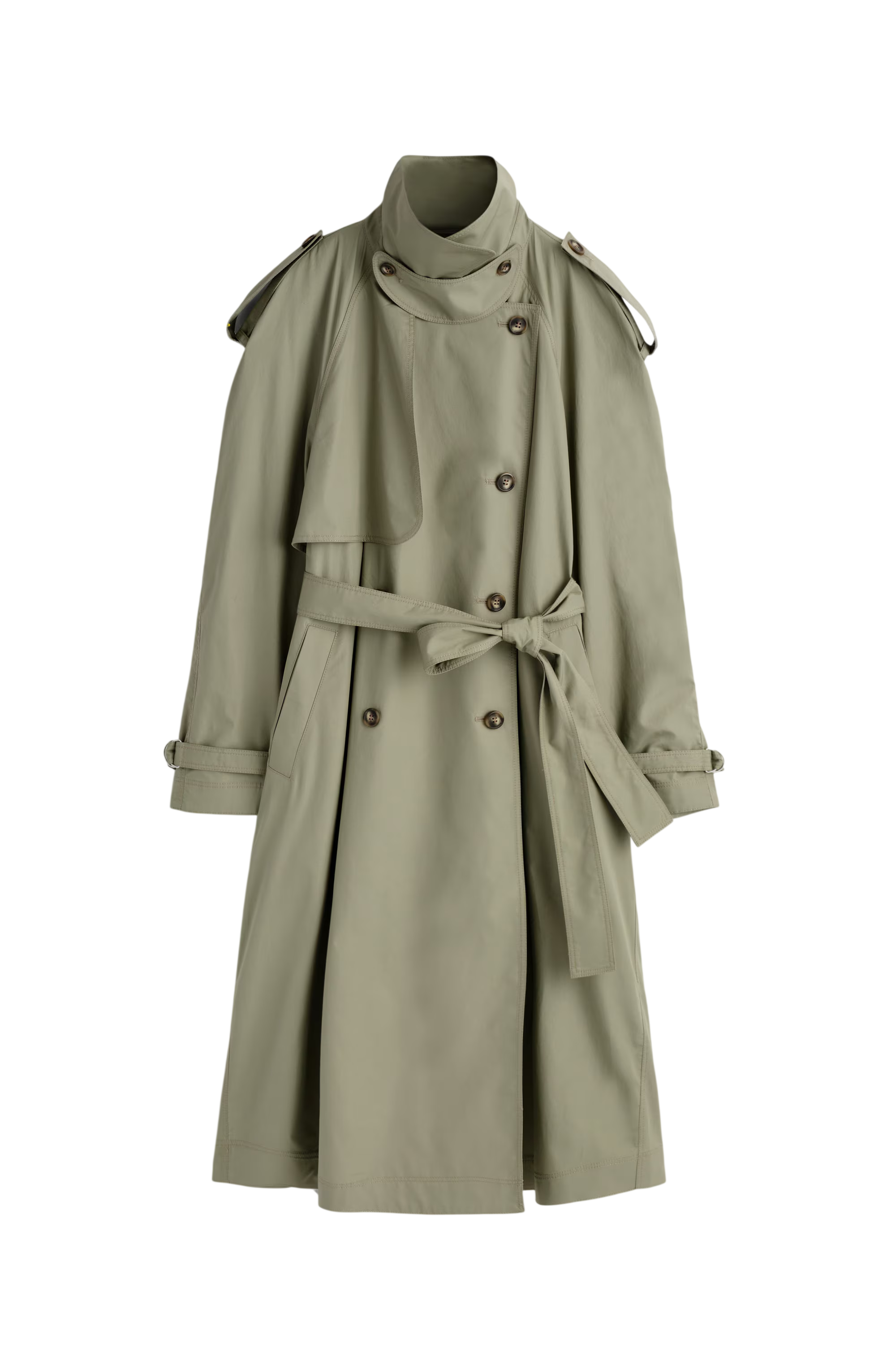FUNNEL-NECK COTTON TRENCH COAT